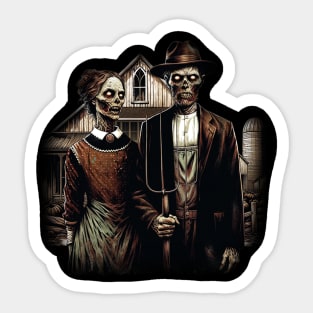 American Gothic - Vintage Zombie  Art Sticker